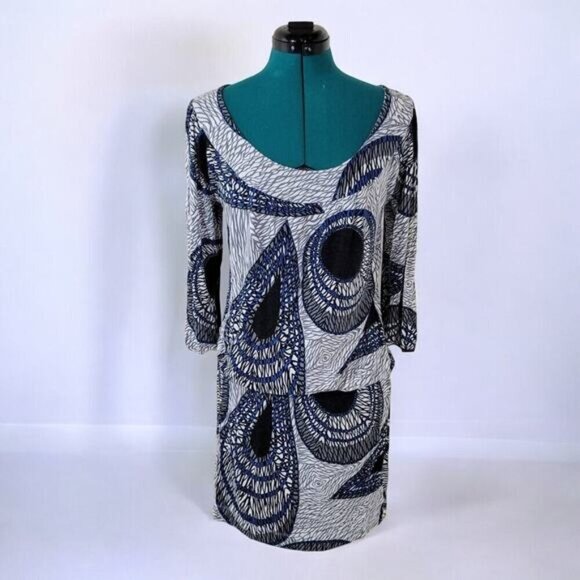 BCBGMaxAzria Blue and Black Shift Dress - Size Medium - Picture 1 of 9